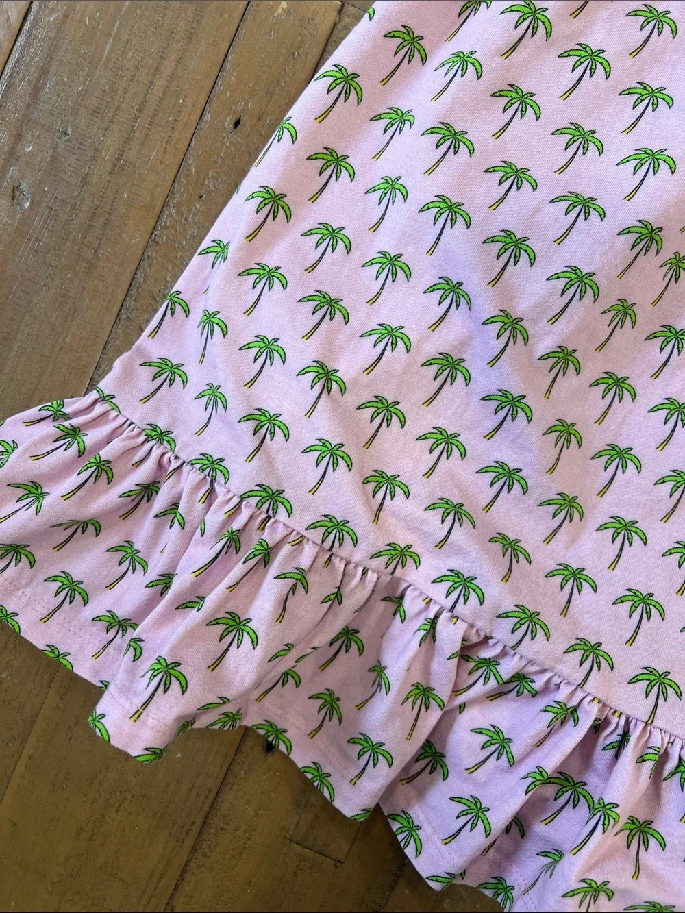 Tuk Tuk pink palm tree Racerback ruffle hem dress 7-8 years